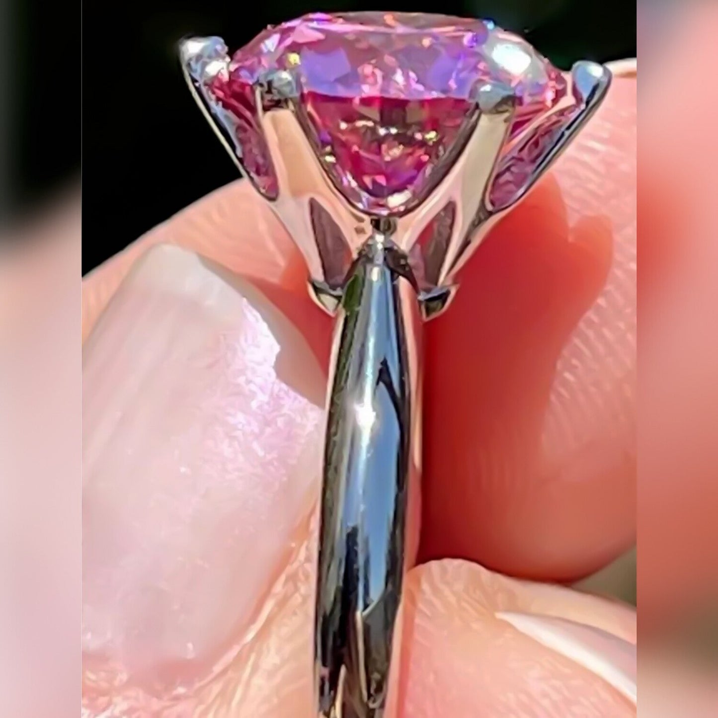 Certified 3ct VVS1 Shiny Pink Moissanite Ring in Jewellery for Love 18K Gold Plated V 18K Gold Plated