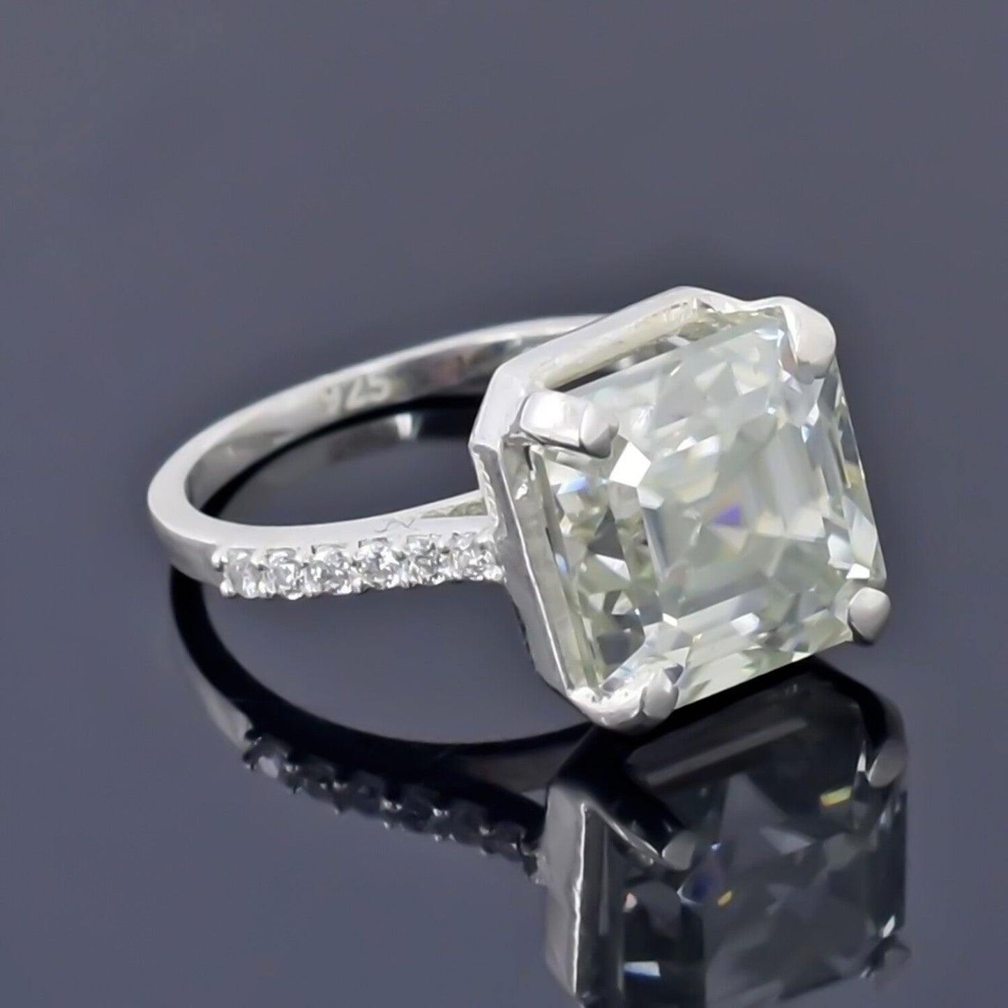 Certified 8.75ct VS1 White Moissanite Ring Jewellery for Christmas 18K Gold Plated Ve 18K Gold Plated