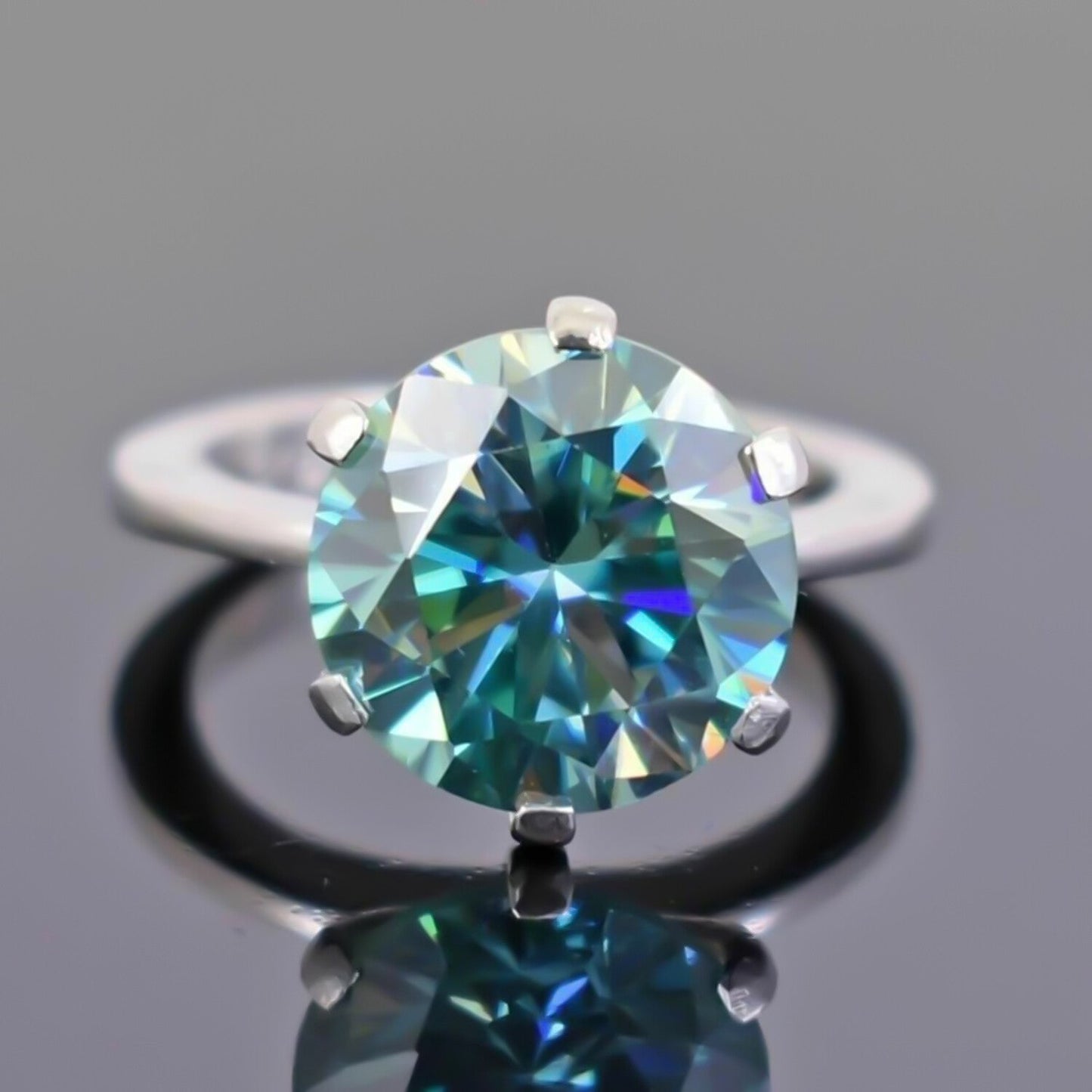 Certified 7.55ct VS1 Blue Moissanite Ring Fine Jewellery for Gift 18K Gold Plated Ver 18K Gold Plated