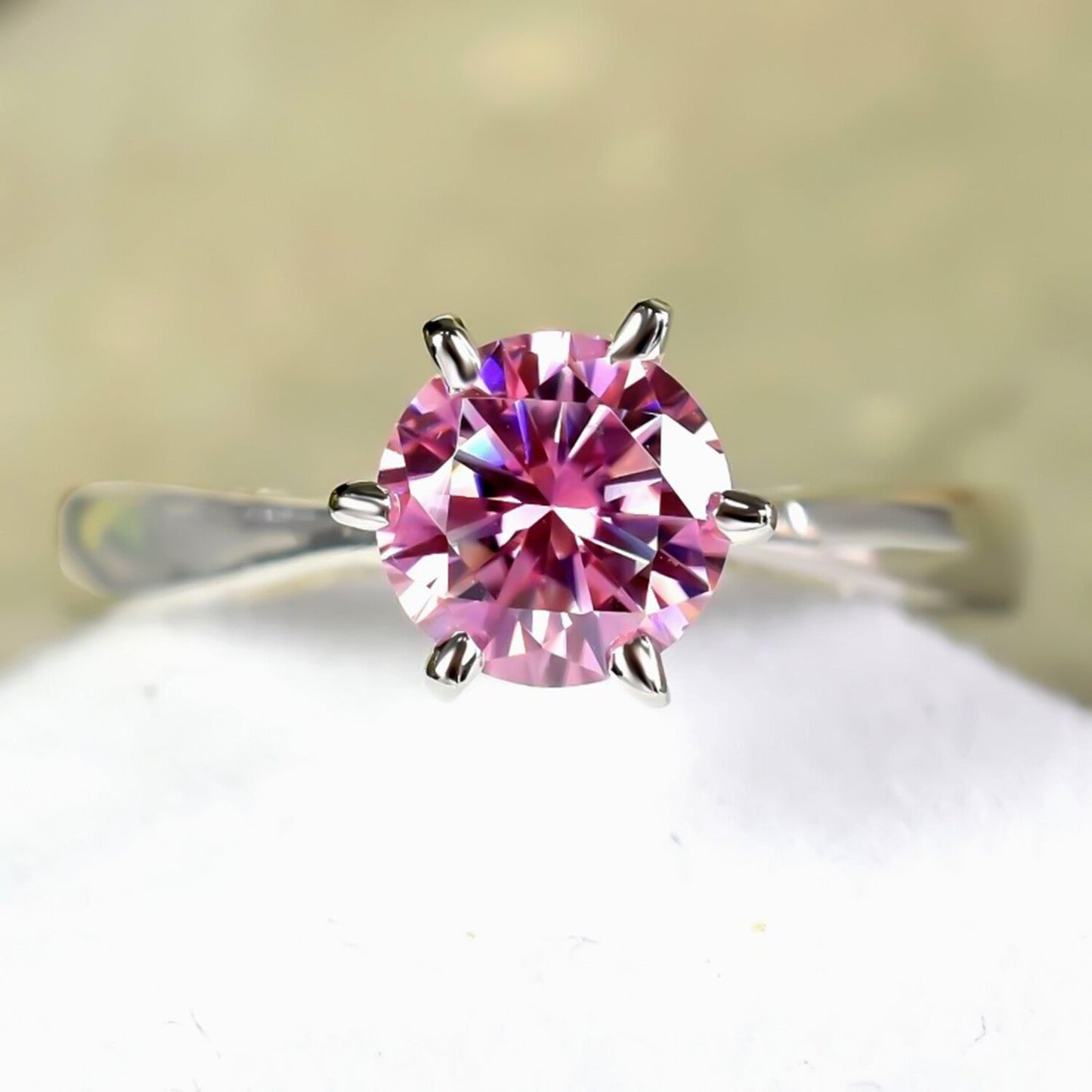 Certified 1.1ct VVS1 Pink Moissanite Ring Jewellery Gift for Women 18K Gold Plated Ve 18K Gold Plated