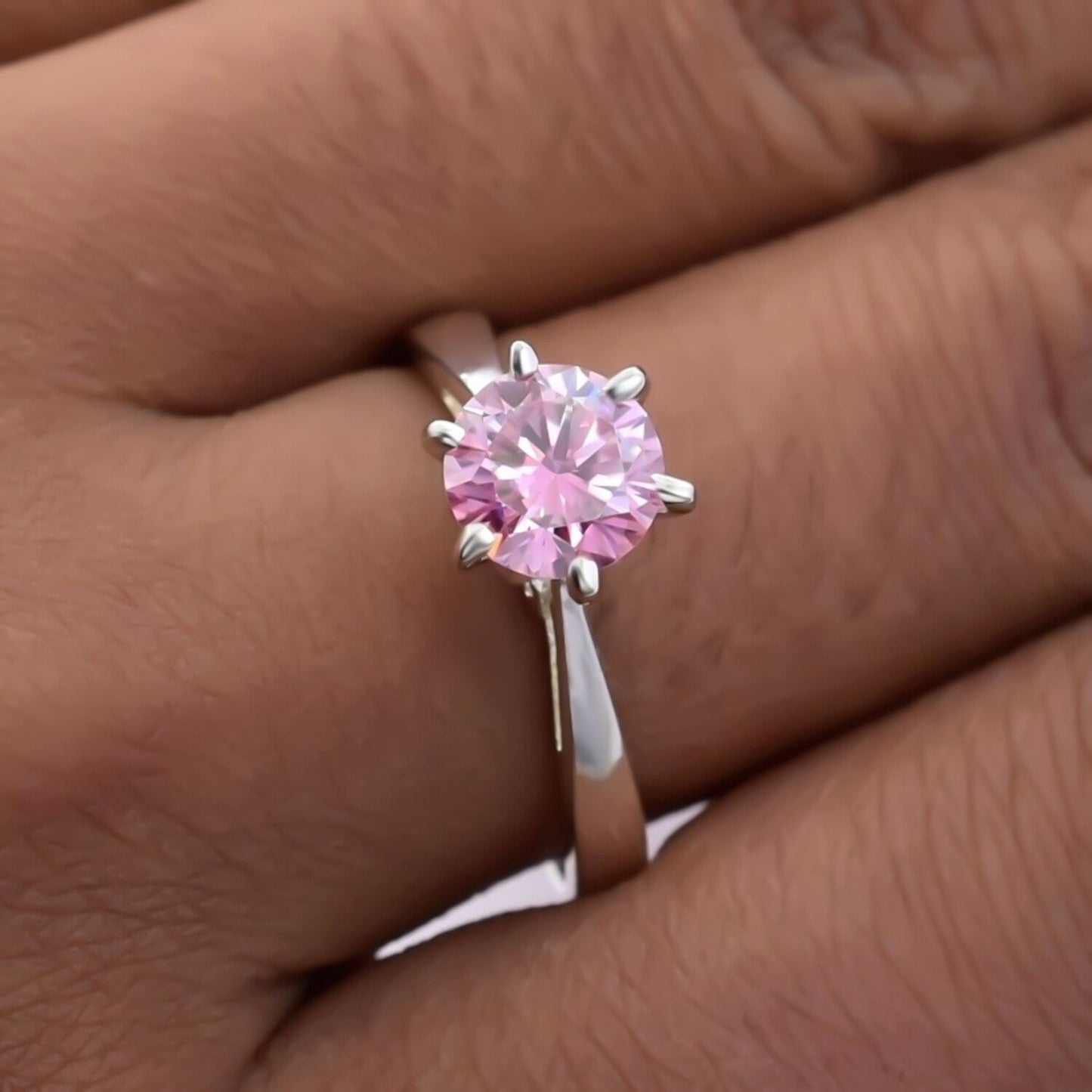 Certified 1.1ct VVS1 Pink Moissanite Ring Jewellery Gift for Women 18K Gold Plated Ve 18K Gold Plated