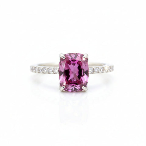 Certified 2.10ct VS1 Pink Moissanite Engagement Ring in AAA Gift 18K Gold Plated Ve 18K Gold Plated