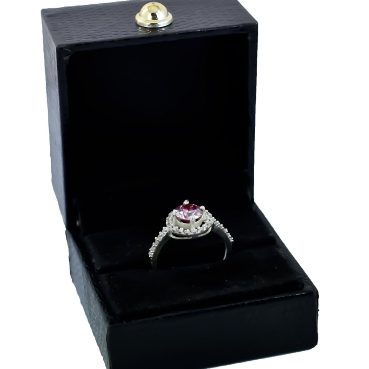 Certified 1.5ct VVS1 Pink Moissanite Solitaire Ring for Gift Use 18K Gold Plated Ve 18K Gold Plated