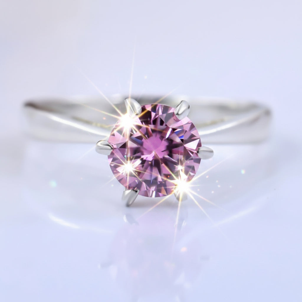 Certified 1.1ct VVS1 Pink Moissanite Ring Jewellery Gift for Women 18K Gold Plated Ve 18K Gold Plated