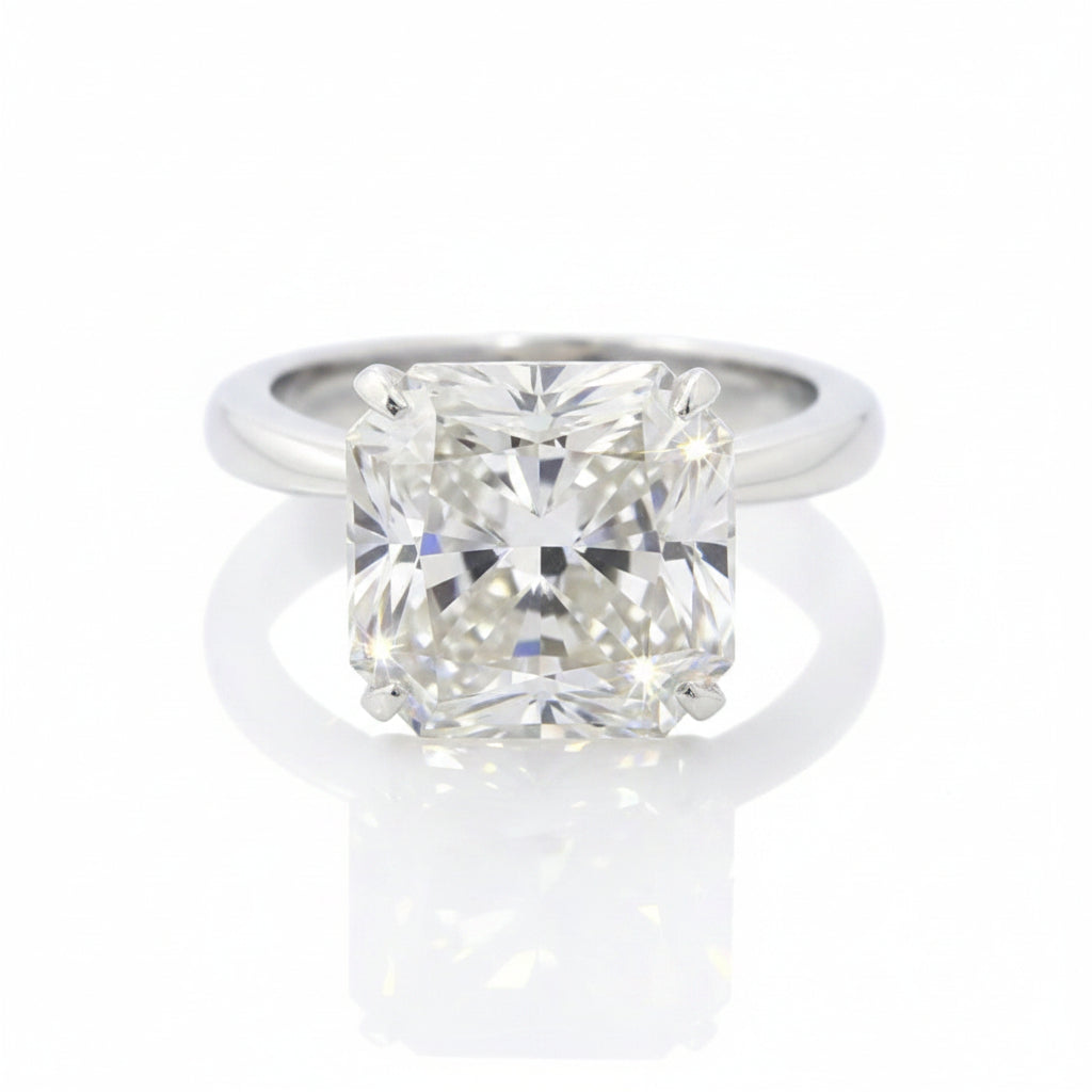 Certified Natural 4.90ct VS1 Radiant White Moissanite Ring For Birthday 18K Gold Plated