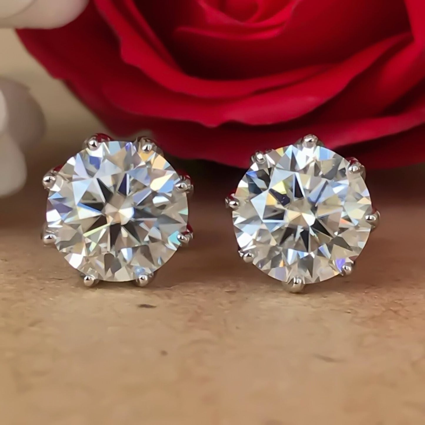 12 ct DEW Certified F VS1 Moissanite Earrings In Vermeil 925 Silver For Women
