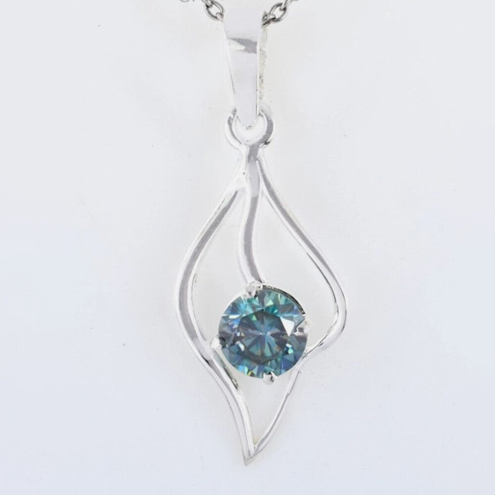 Stunning 1.40 Ct Certified Blue Moissanite Pendant In Gold Vermeil - GEMHUB