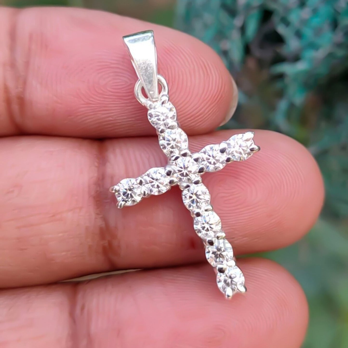 Gorgeous 1.10 Ct Certified 3mm Moissanite Cross Pendant In Vermeil 925 Silver - GEMHUB