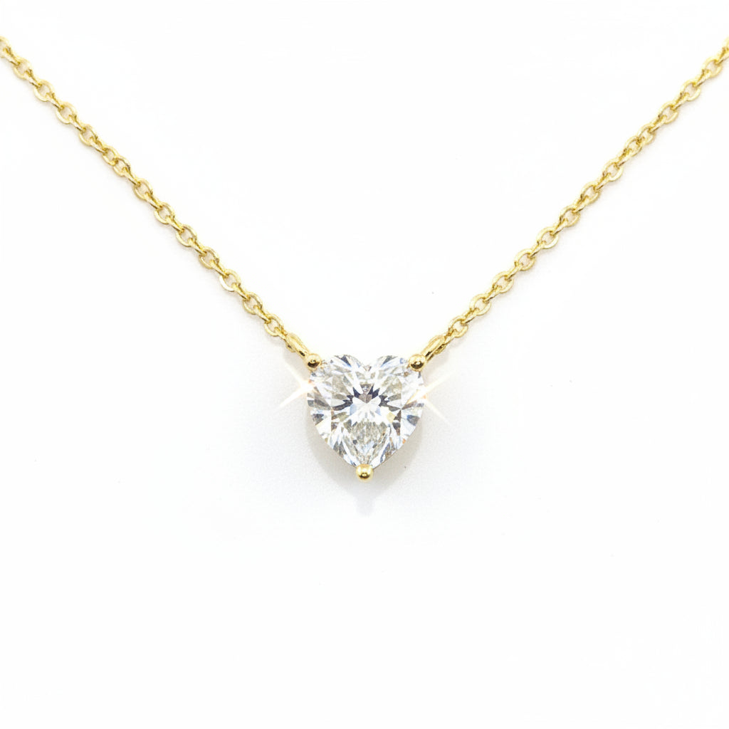 2 Ct Heart Shaped White Moissanite Designer Pendant In 18K Gold Plated