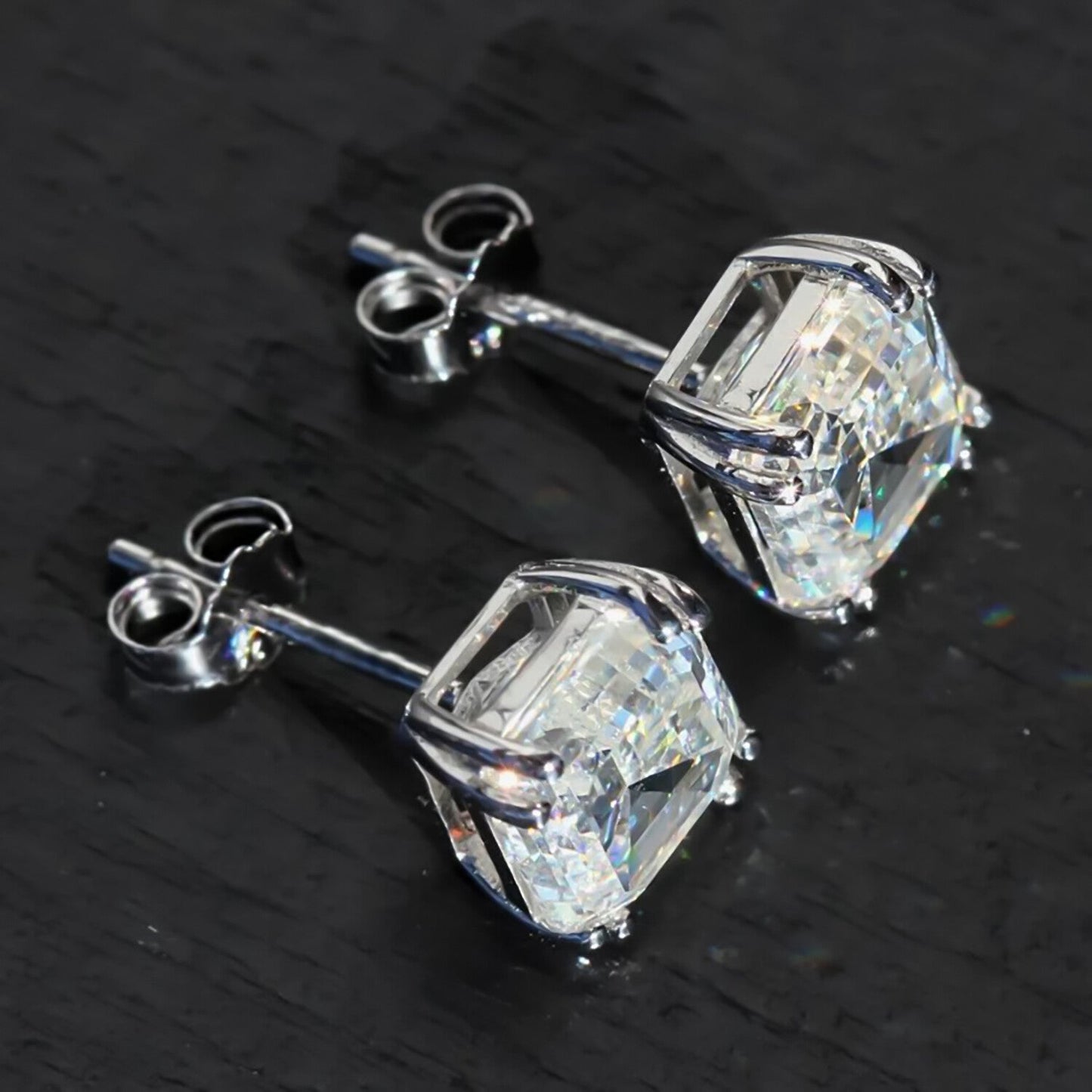 5.00 ct DEW White Moissanite Solitaire Studs In Gold Vermeil For Girls