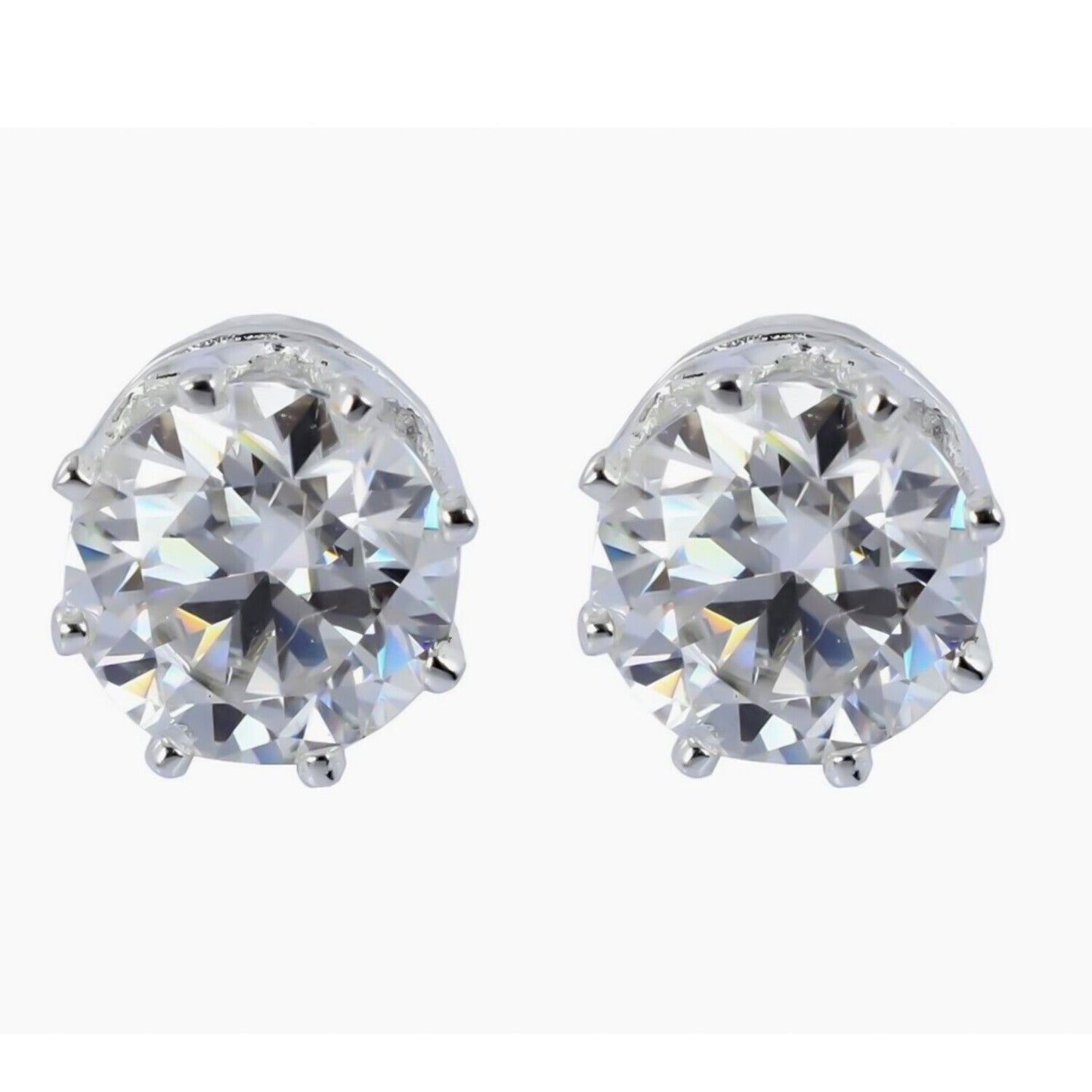 5.00 Ct Certified White Moissanite Solitaire Studs In Gold Vermeil - GEMHUB