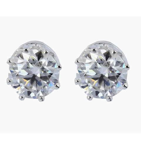 5.00 Ct Certified White Moissanite Solitaire Studs In Gold Vermeil - GEMHUB