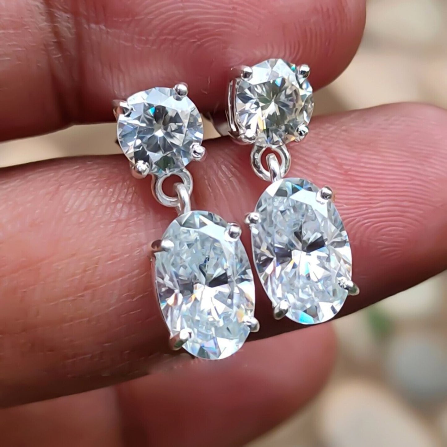 Gorgeous 7.00 Ct Oval Cut White Moissanite Earrings In Gold Vermeil - GEMHUB