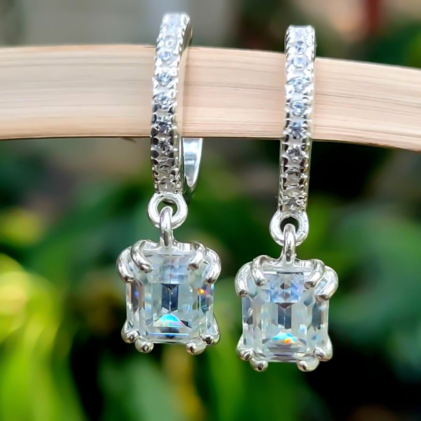 5Ct White Moissanite Solitaire Earrings With Accents In Gold Vermeil - GEMHUB