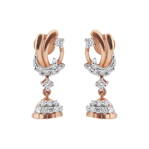 IGI Certified 0.42 Ct Diamond Stud Earrings 18k Gold Tops For Jewellery