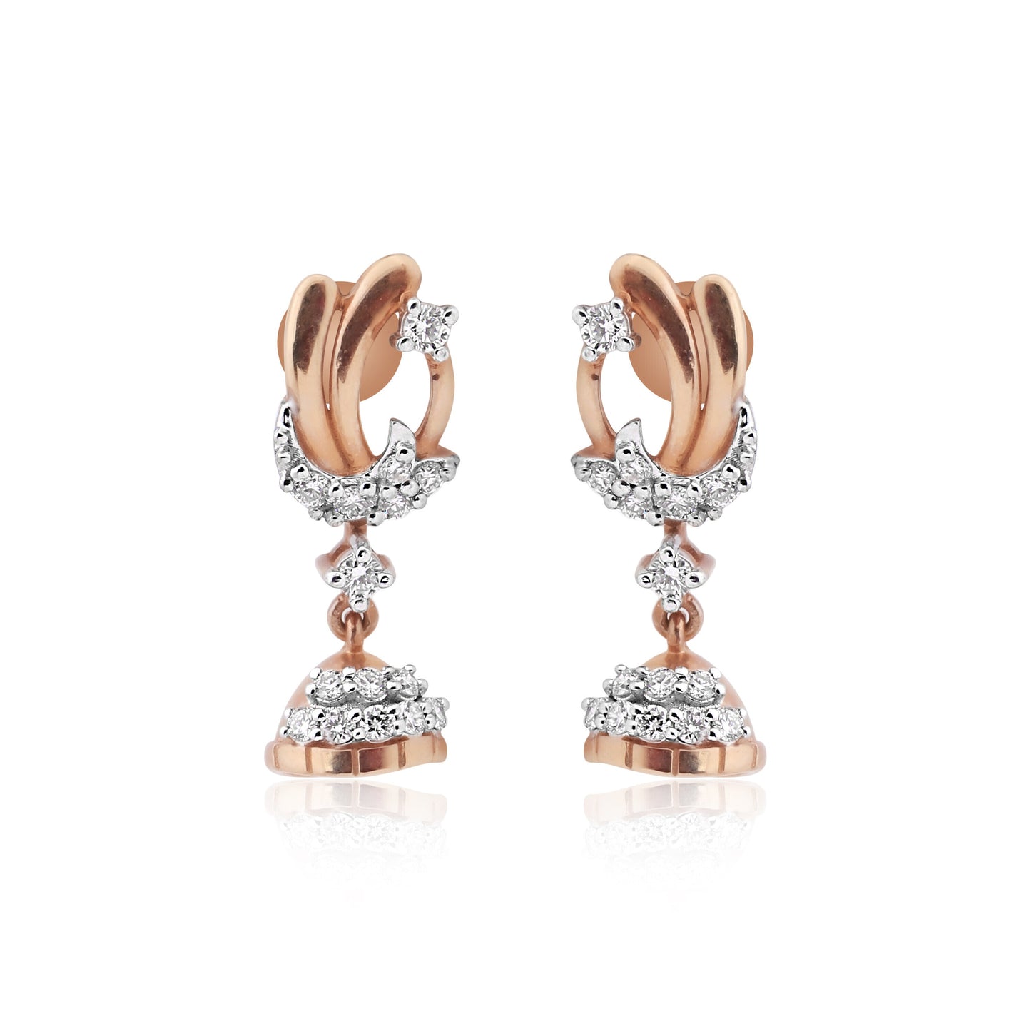 IGI Certified 0.42 Ct Diamond Stud Earrings 18k Gold Tops For Jewellery