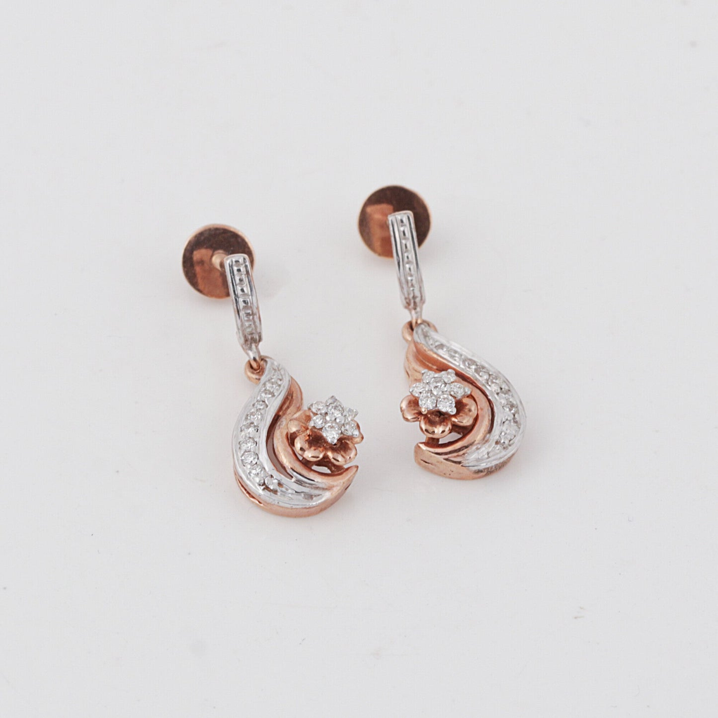 0.55 Ct Diamond Stud Earrings IGI Certified H-I VS Round 18K Gold For Women's