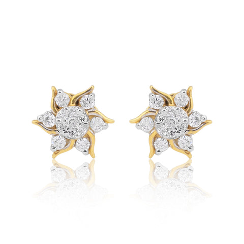 IGI Certified 0.59 Ct Diamond Earrings H-I I1-I2 Round 18K Gold Jewellery