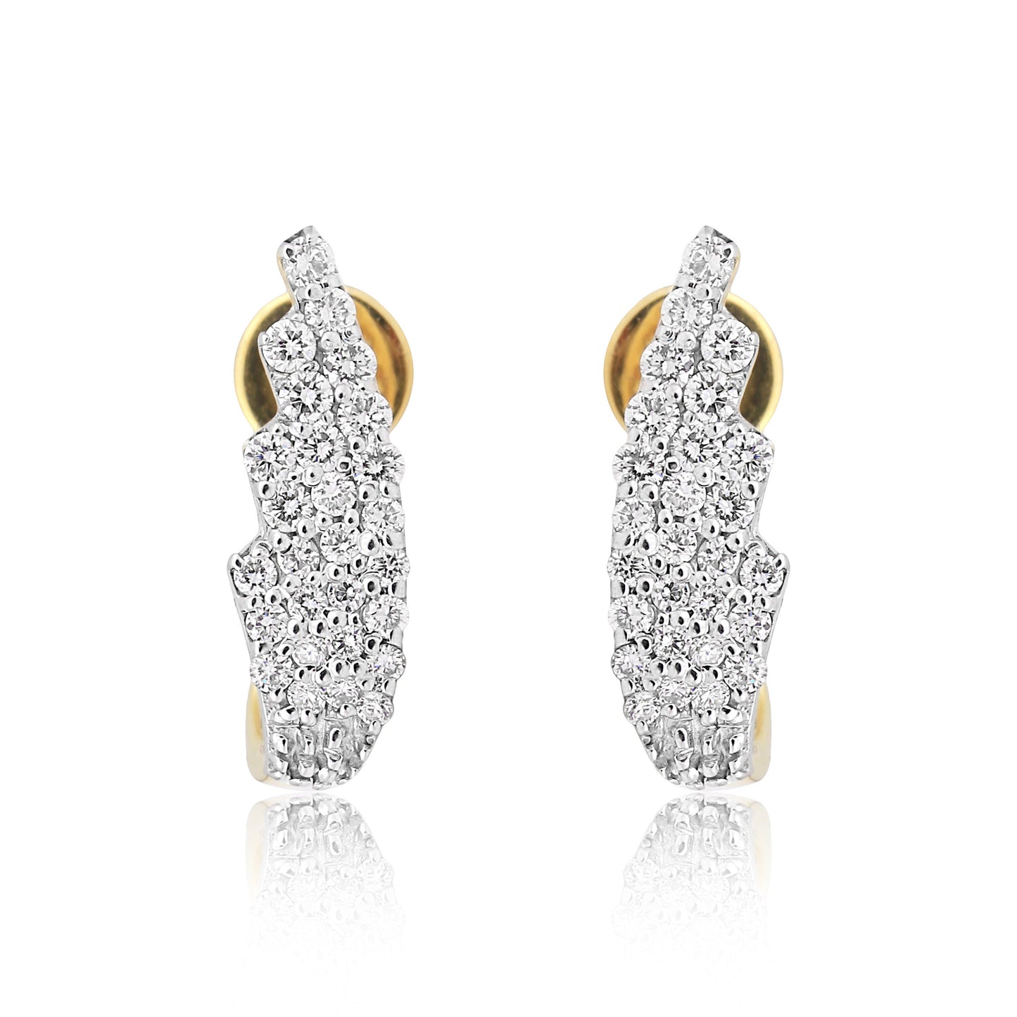 0.43 Ct Brilliant Cut Diamond Stud Earrings IGI Certified G-H VS 18K Gold