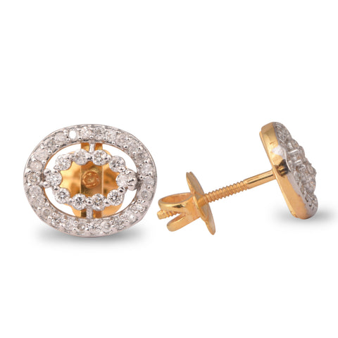 Luxury 0.65 Ct Diamond Stud Earrings IGI Certified H-I SI-I1 Round 18K Gold