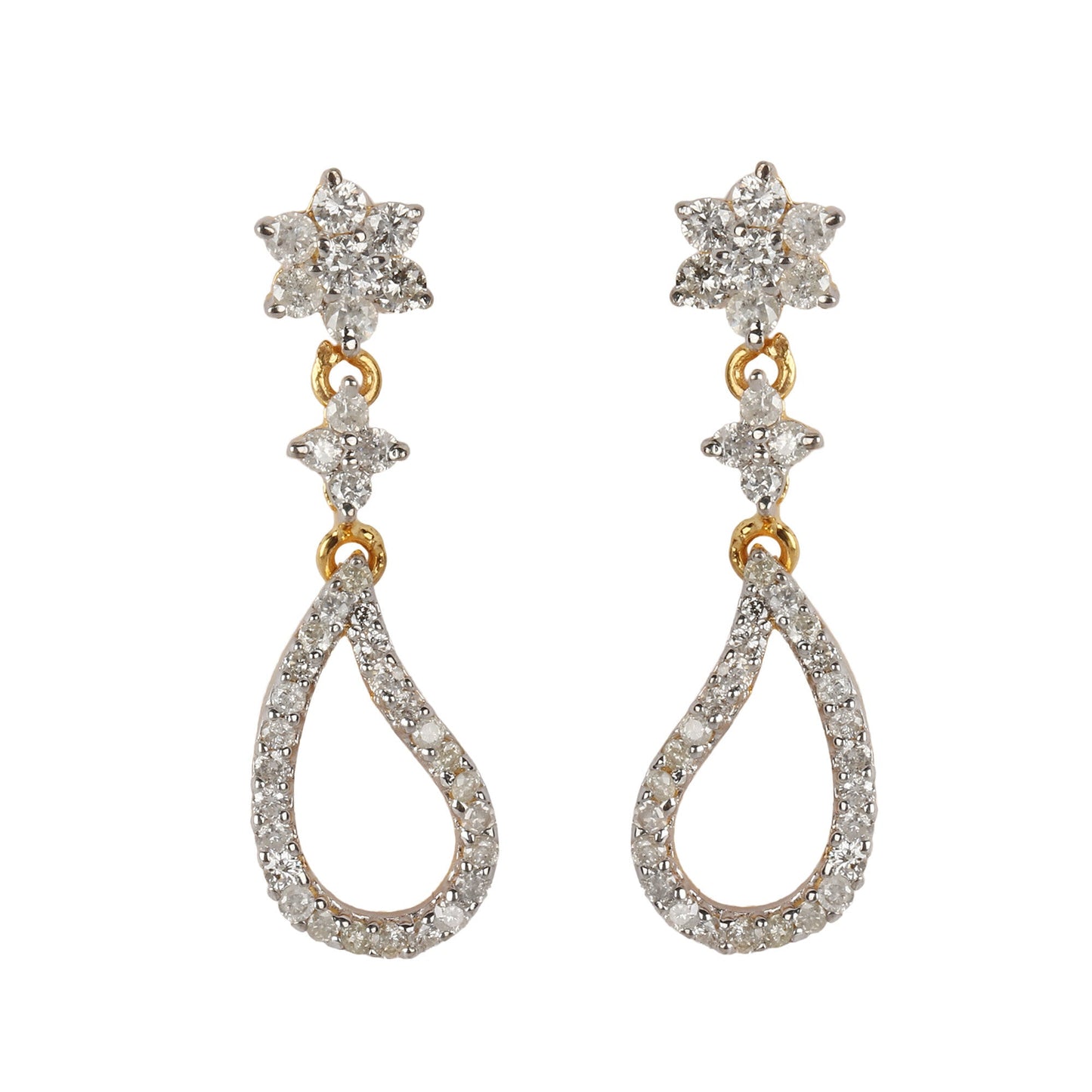 Certified 18K Yellow Gold Diamond Stud Earrings 0.90 Ct. for Women