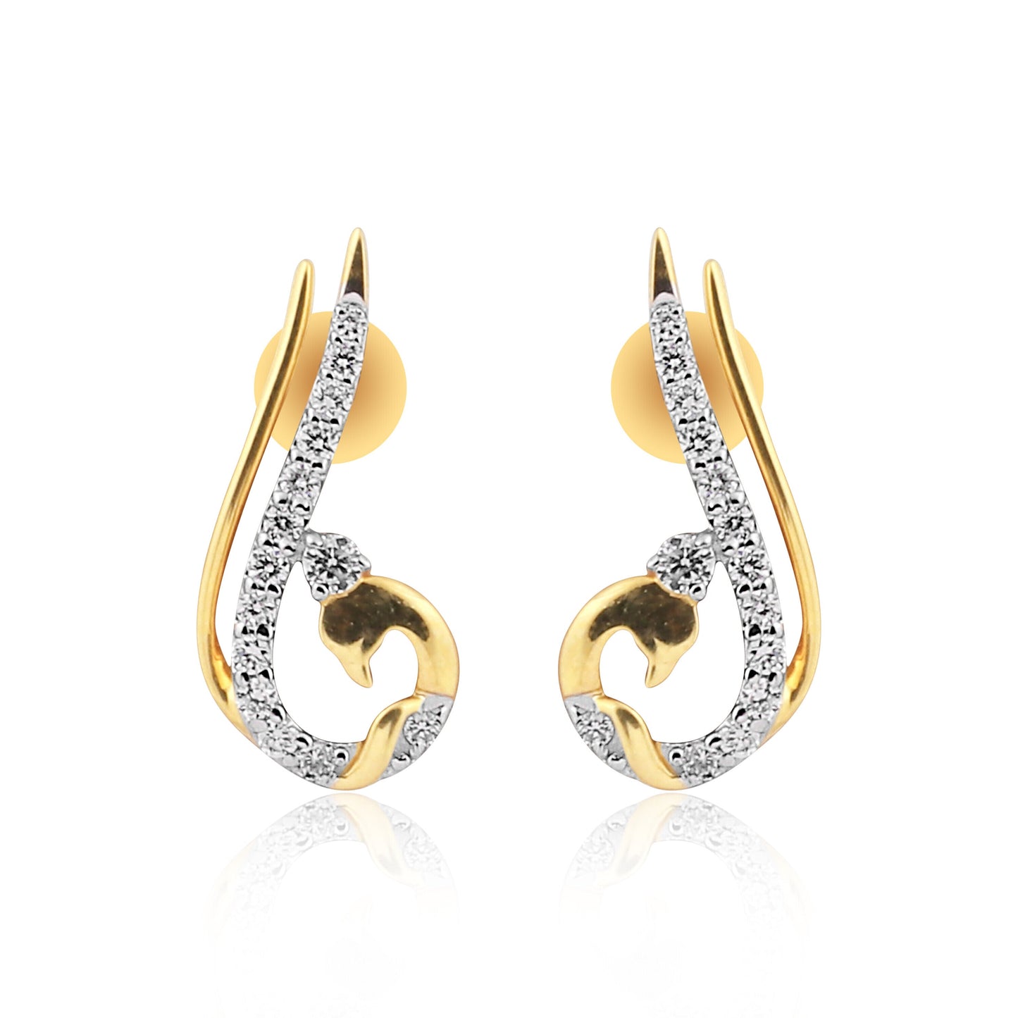 0.47 Ct Natural Diamond Stud Earrings IGI Certified G-H VS Round 18K Gold Tops