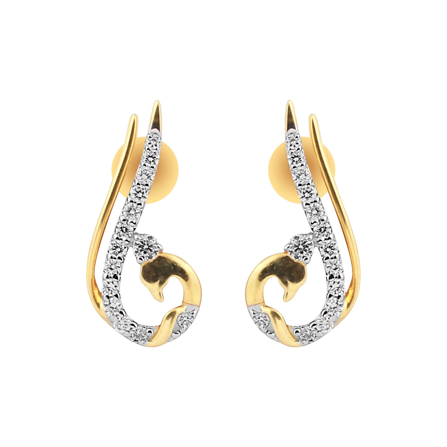 0.47 Ct Natural Diamond Stud Earrings IGI Certified G-H VS Round 18K Gold Tops