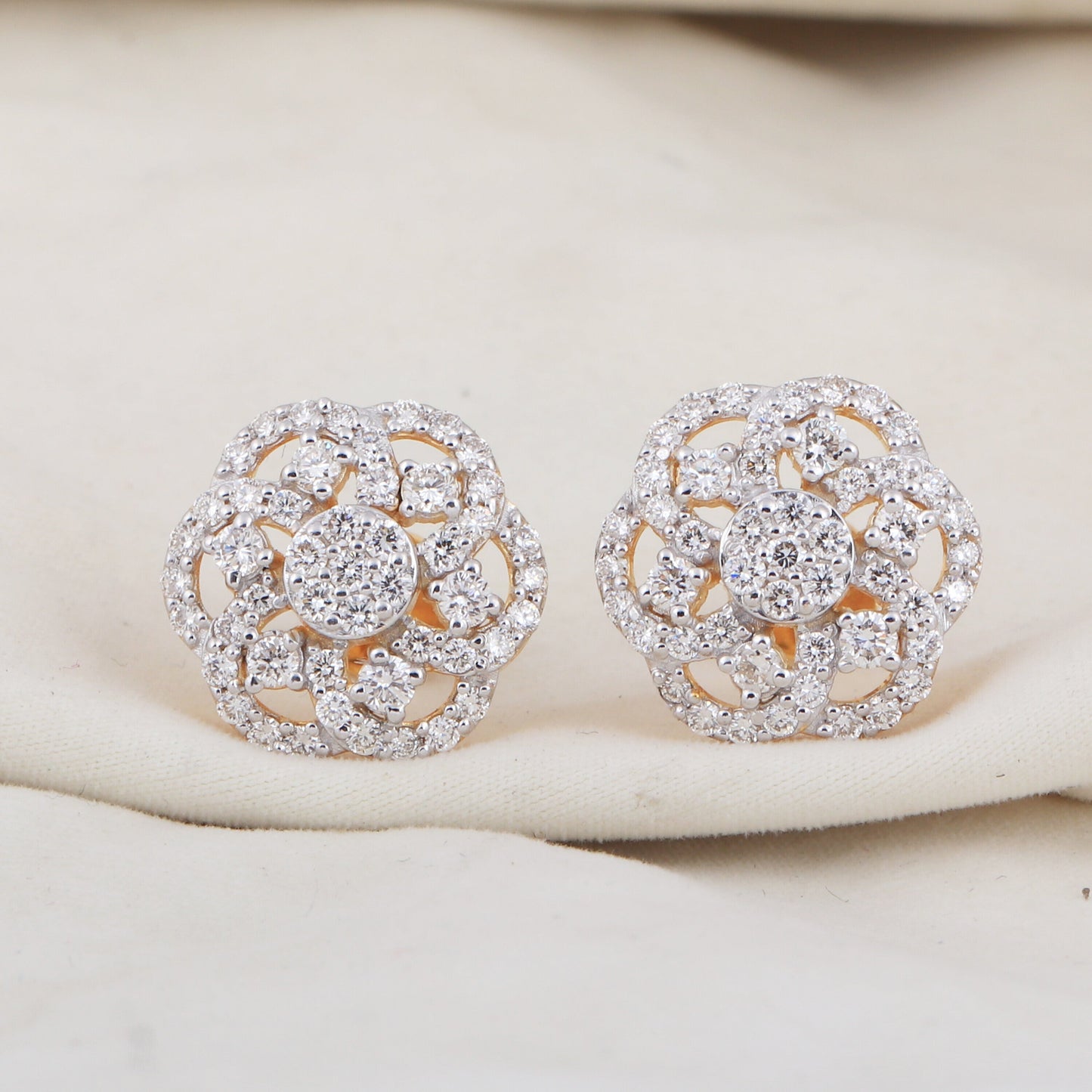 Stunning 1.12 Ct Diamond Stud Earrings IGI Certified G-H VS 18K Gold Gift