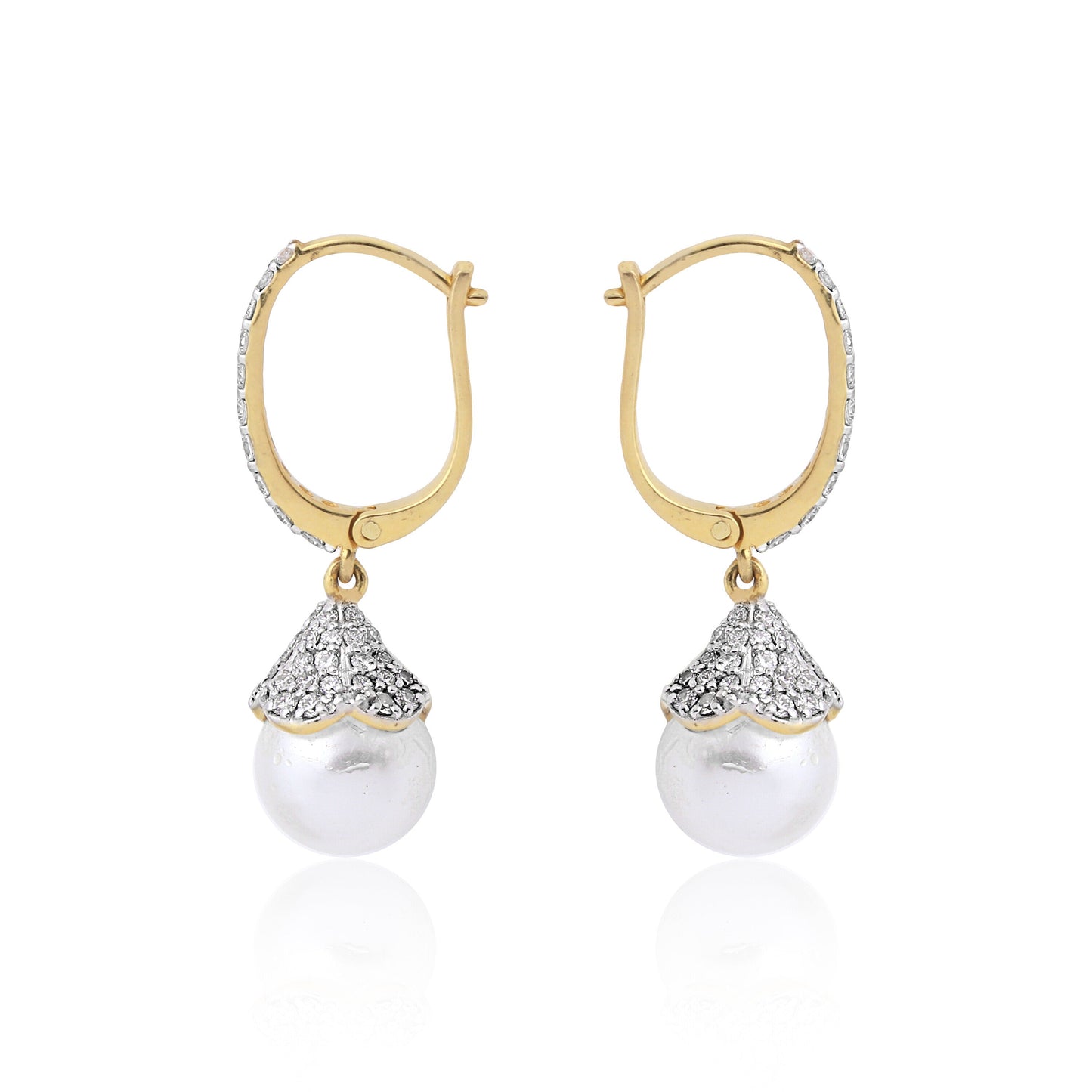 Elegant 0.78 Ct Natural Diamond Earrings IGI Certified H-I VS 18K Gold Tops