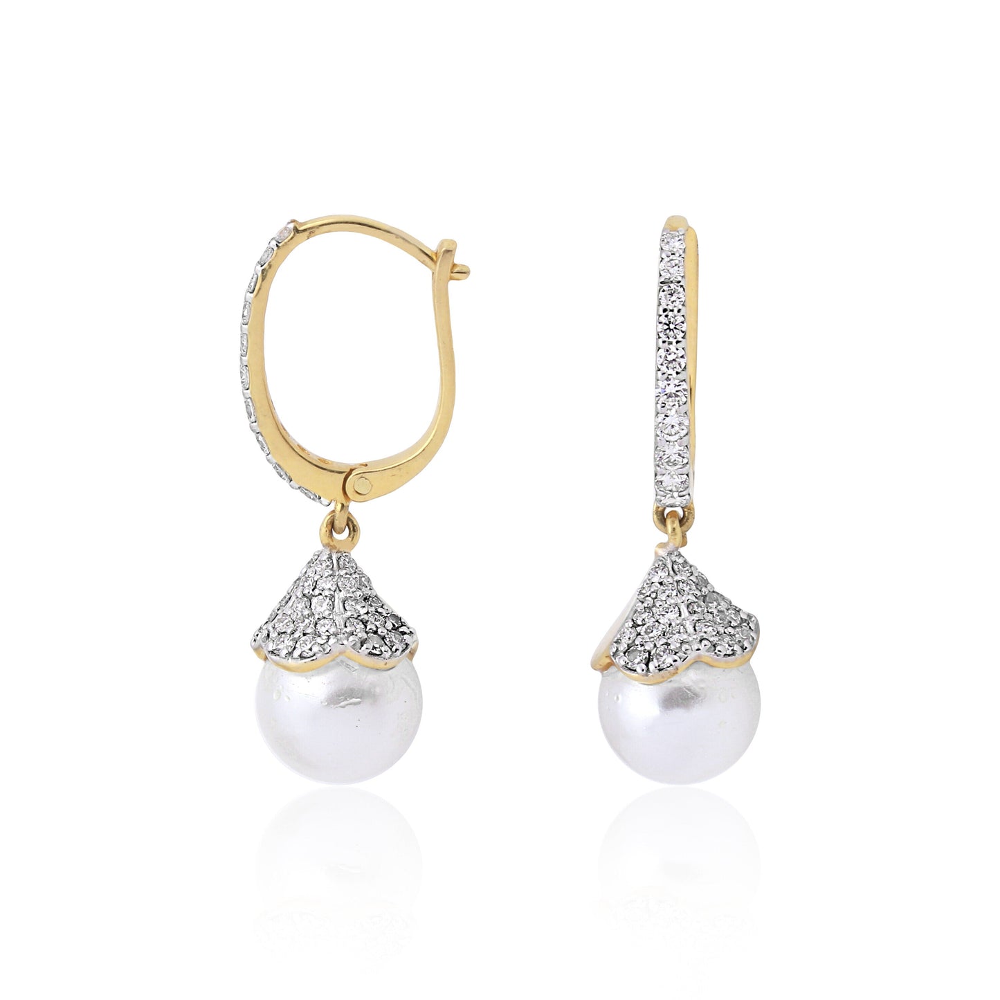 Elegant 0.78 Ct Natural Diamond Earrings IGI Certified H-I VS 18K Gold Tops