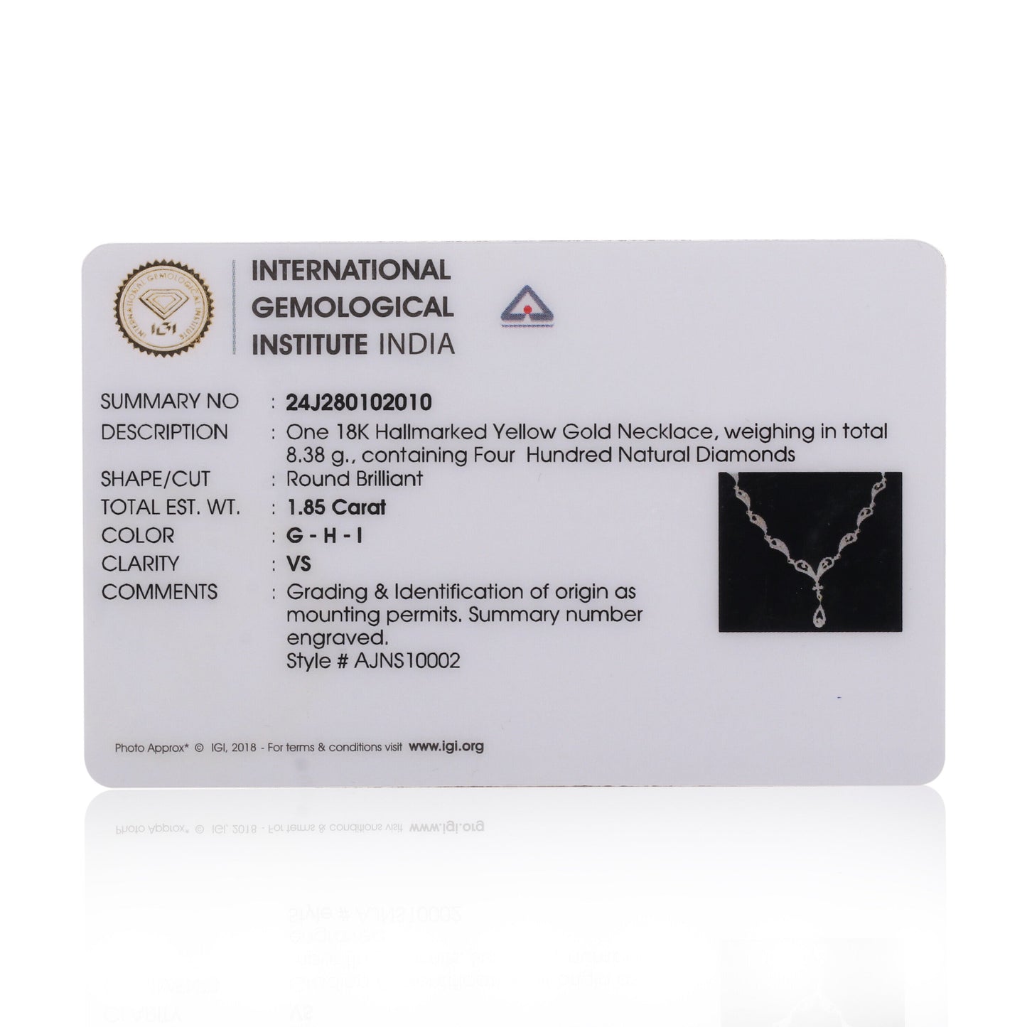 IGI Certified 18K Gold Diamond Set 2.20 Ct G-H-I VS Premium Women Jewellery Set - view 5