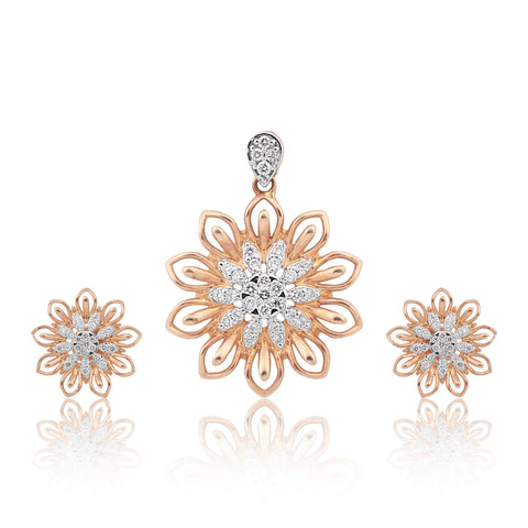 IGI Certified Diamond Pendant Necklace Set 0.71 CT 18K Gold Natural Diamonds