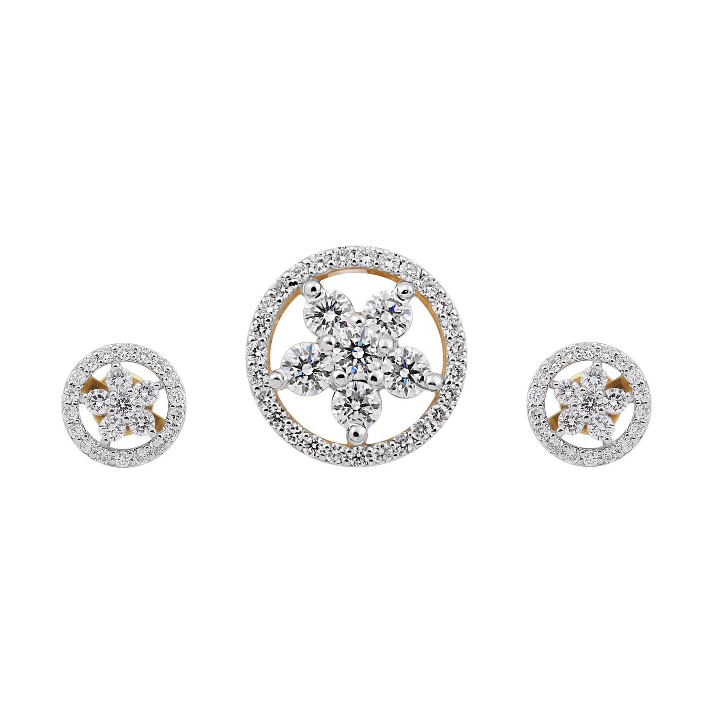 IGI Certified 18K Gold Diamond Pendant Set 1.62 Ct G-H VS Stylish Jewellery
