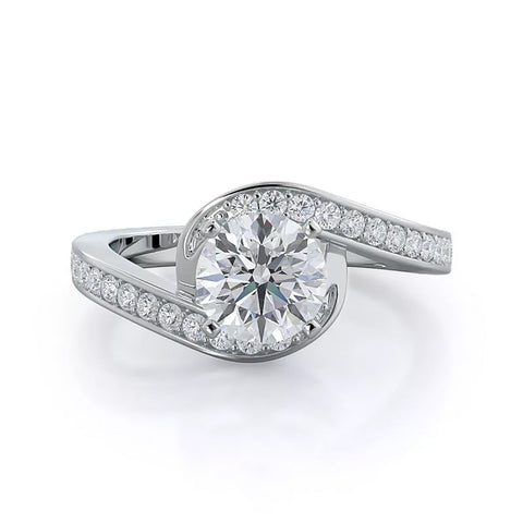 3.20 Ct Certified Round Cut Off White Moissanite Ring In Birthday Gift 18K Gold Pla 18K Gold Plated