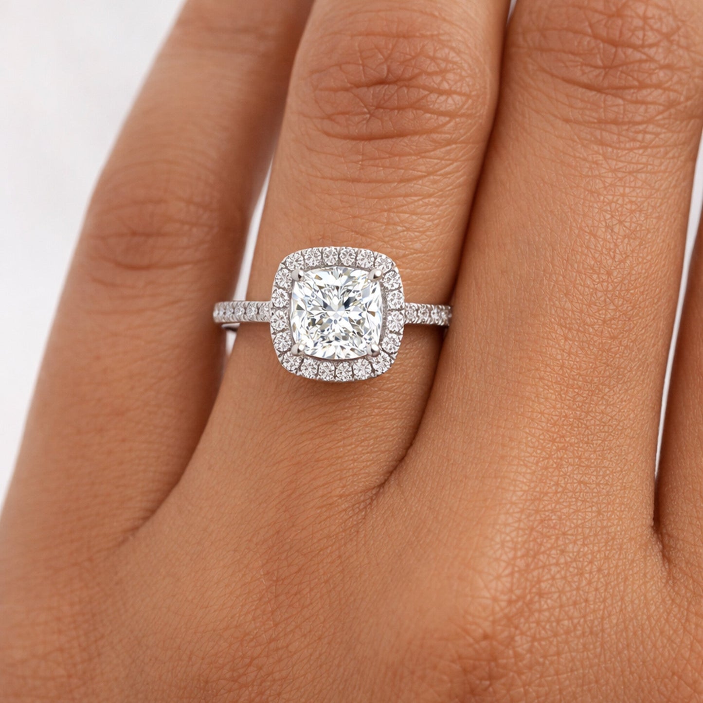 2 Ct Cushion Cut Lab Grown Diamond Ring - GEMHUB - View 5