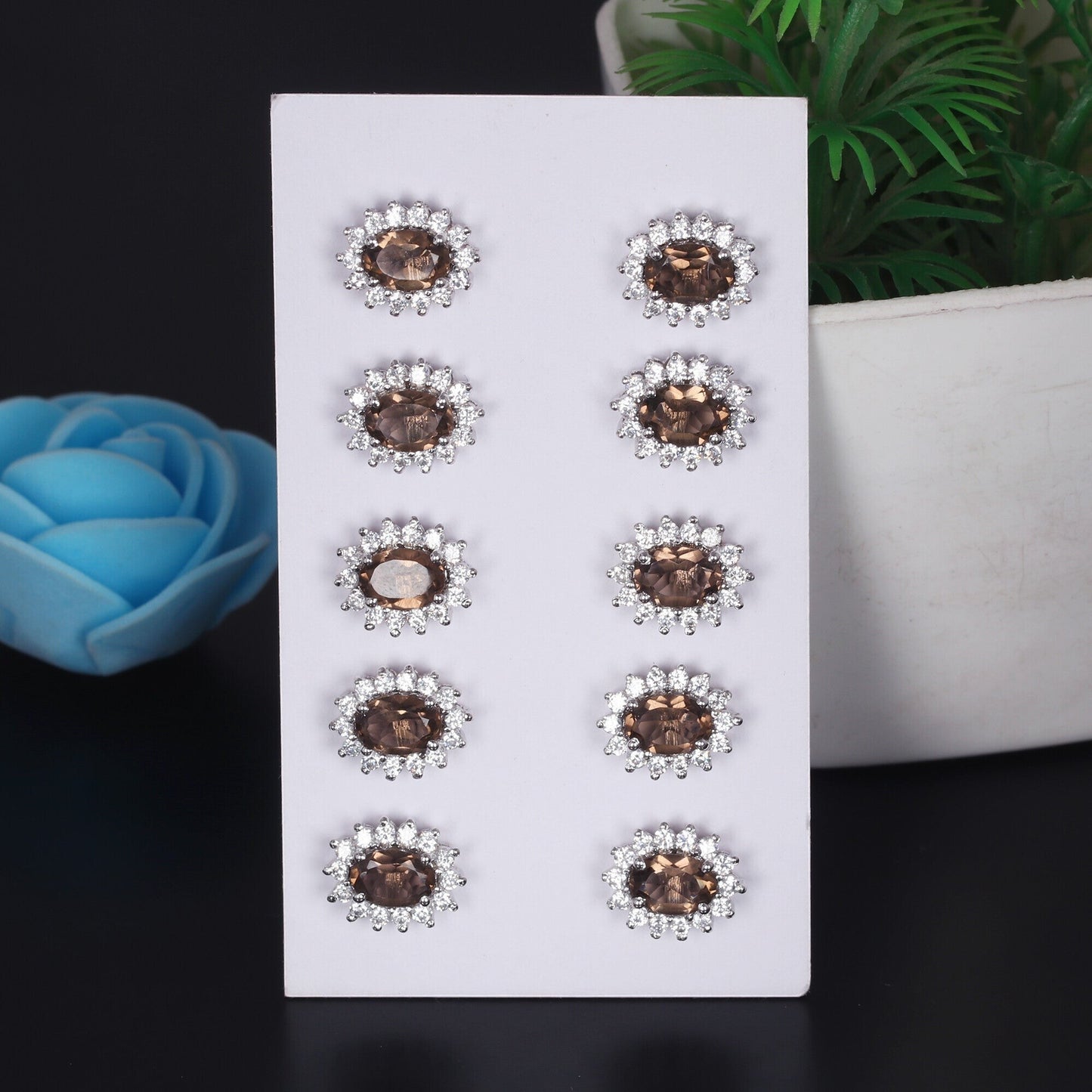 65 Ct Natural Smoky Topaz Earrings - GEMHUB