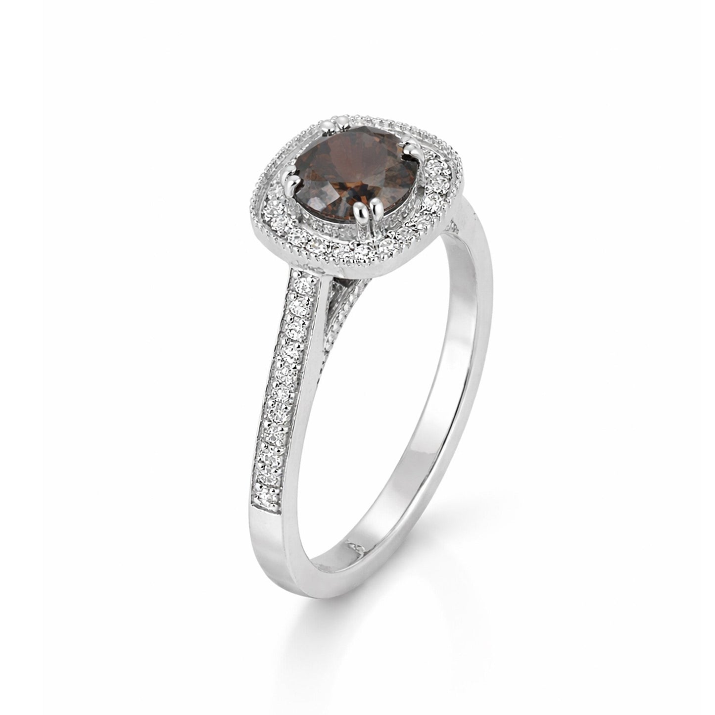 1.2 Ct Round Cut Fancy Brown Lab Grown Diamond Ring - GEMHUB - View 4