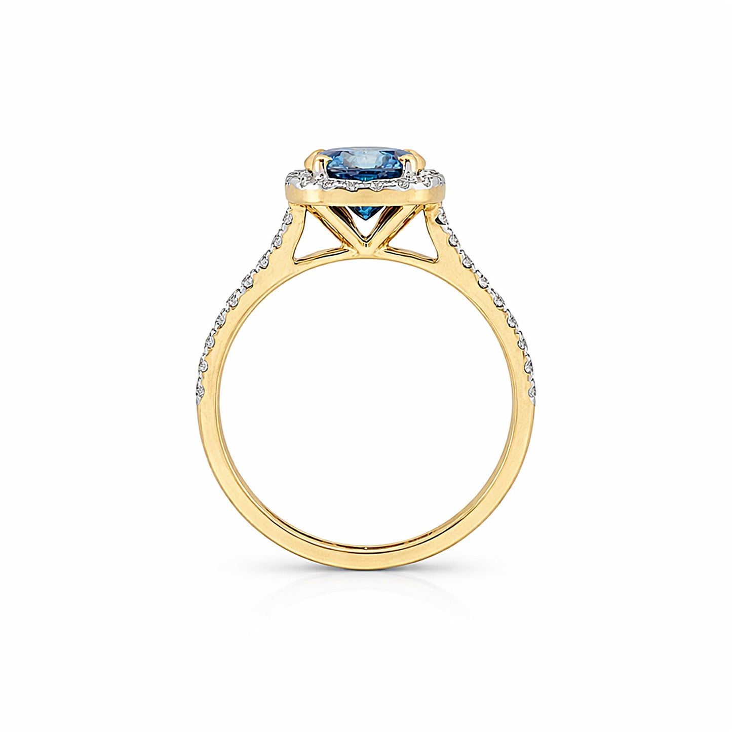 1.5 Ct Round Cut Fancy Vivid Blue Lab Grown Diamond Ring - GEMHUB - View 5