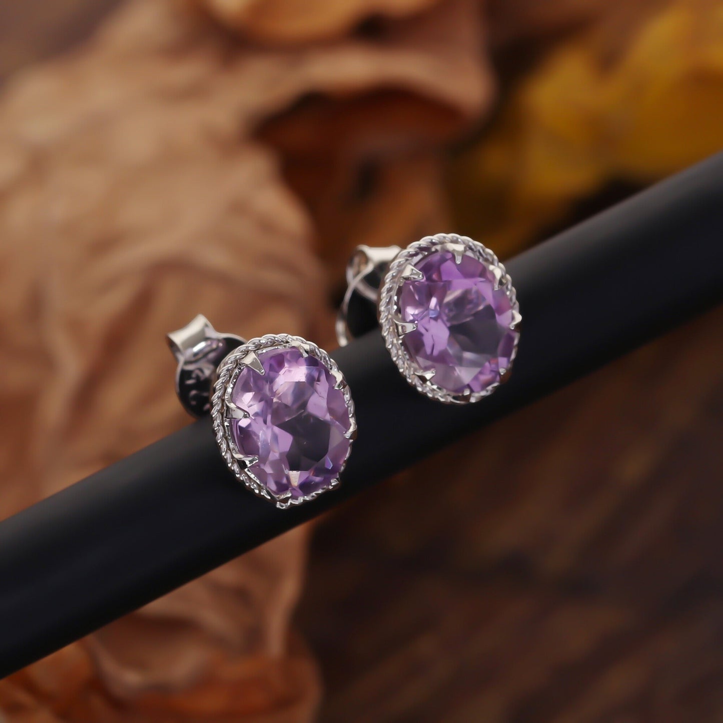 10 Ct Natural Purple Moonstone Earrings - GEMHUB - View 6