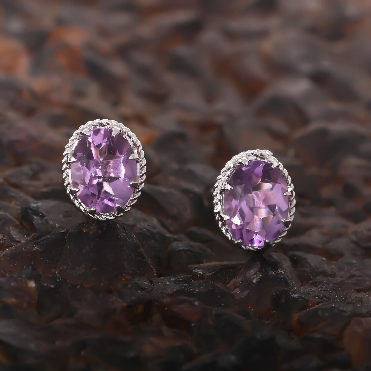 10 Ct Natural Purple Moonstone Earrings - GEMHUB - View 5