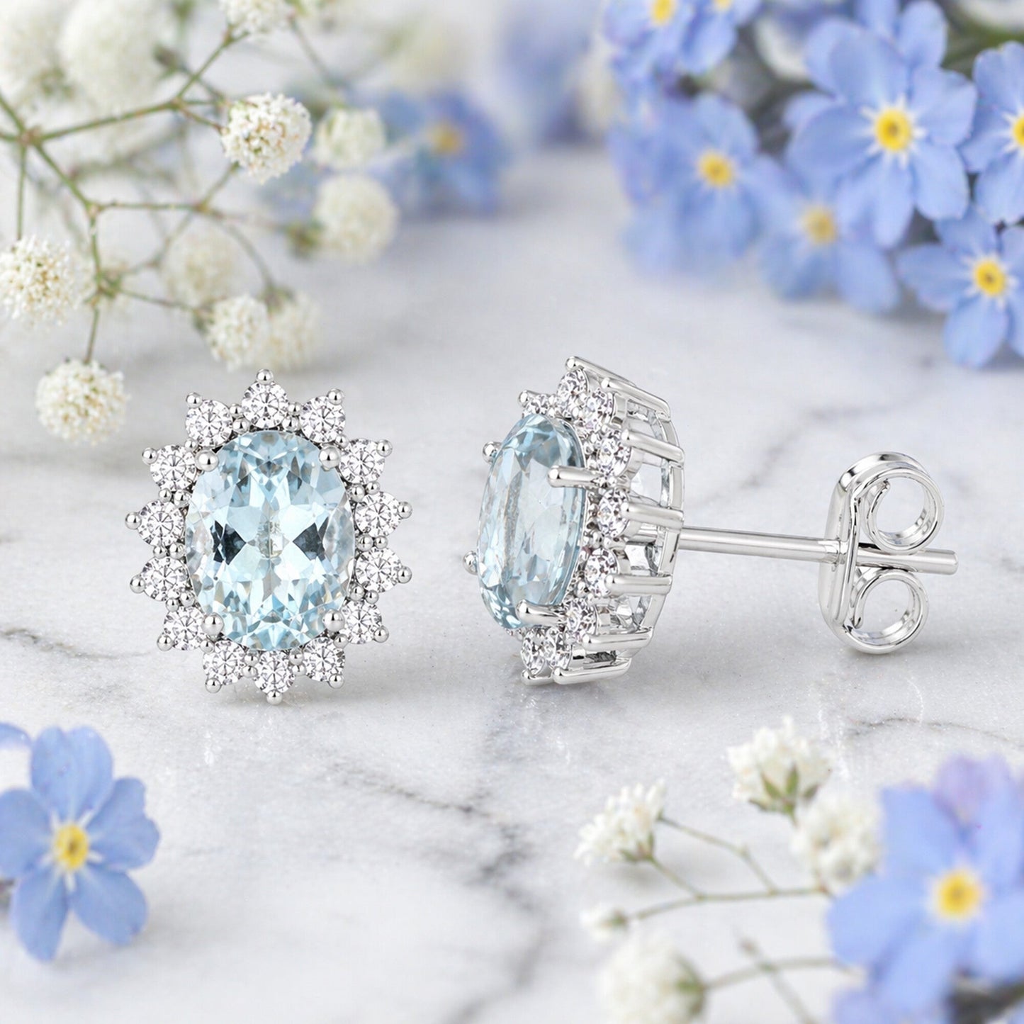 10 Ct Natural Aqua Sky Aquamarine Earrings - GEMHUB - View 3