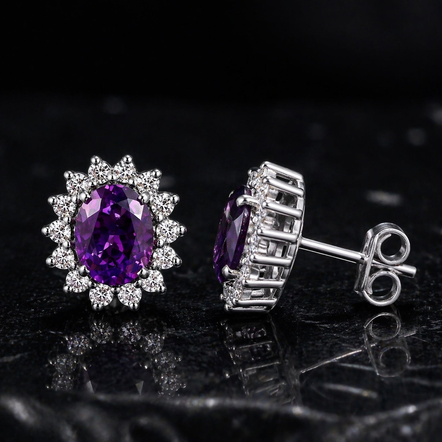 10 Ct Natural Purple Amethyst Earrings - GEMHUB - View 2