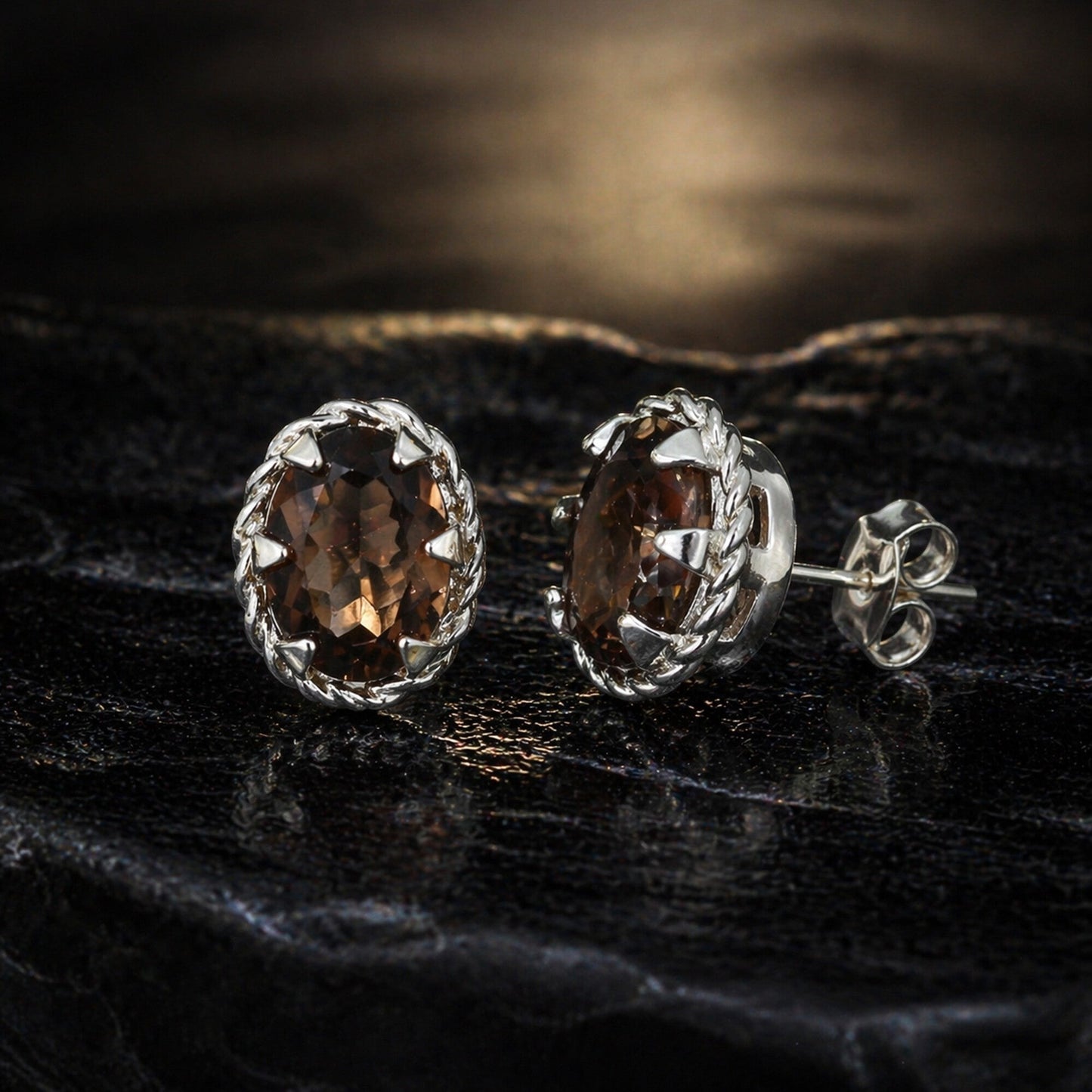 10 Ct Natural Brown Topaz Earrings - GEMHUB - View 2