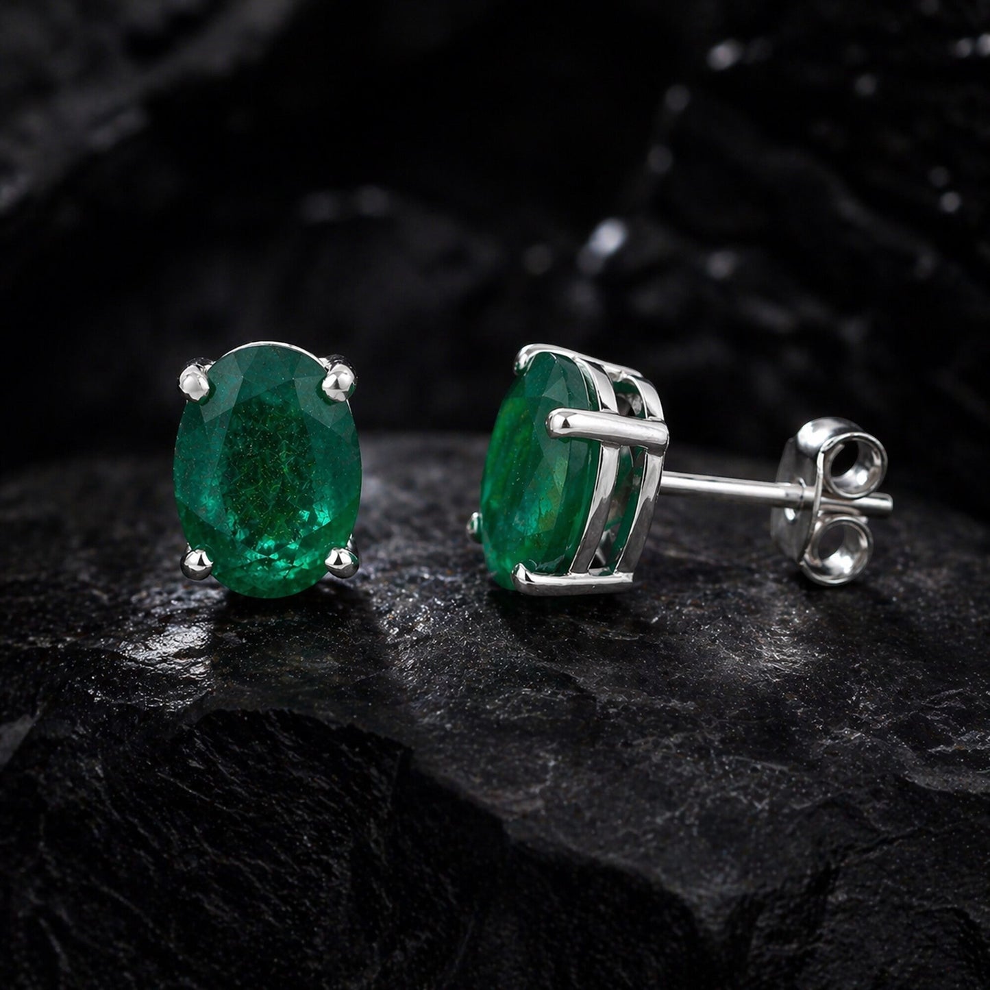 10 Ct Natural Green Emerald Earrings - GEMHUB - View 2