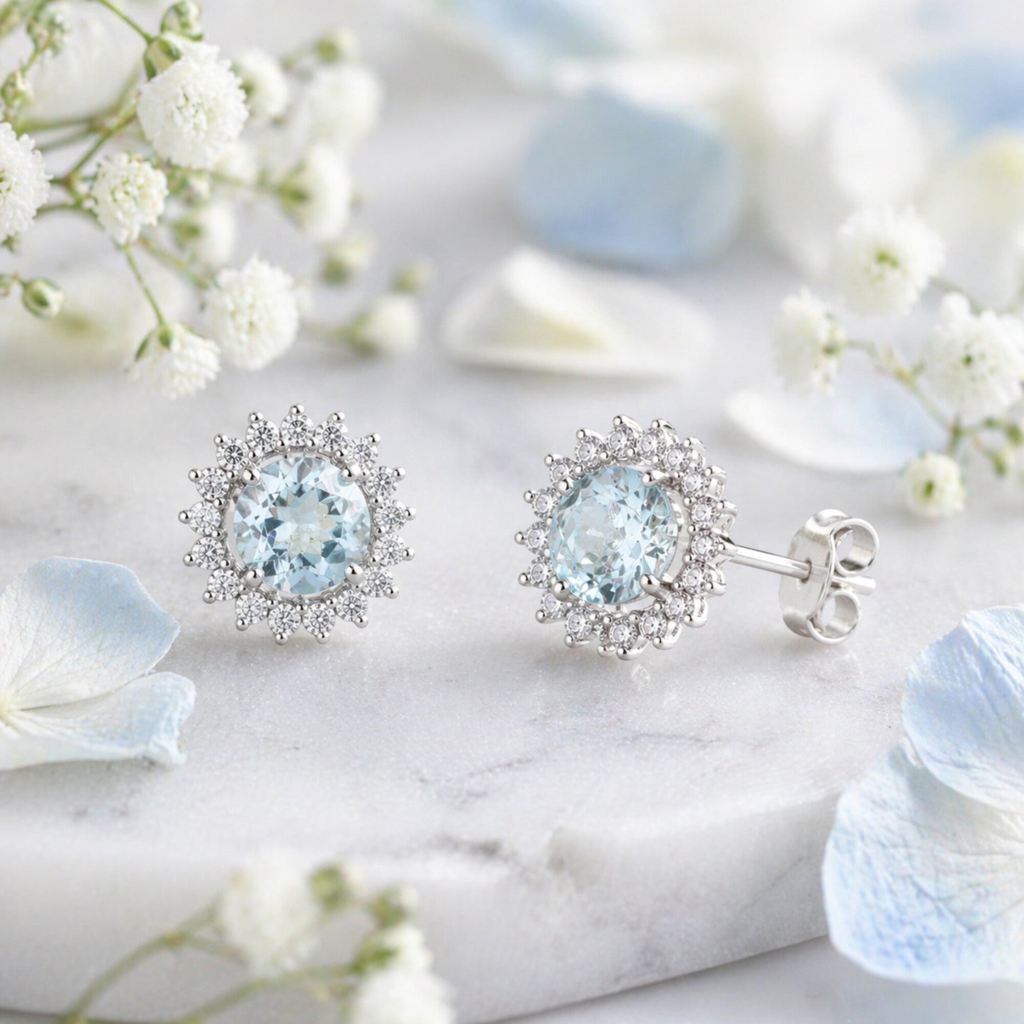 10 Ct Natural Aqua Sky Aquamarine Earrings - GEMHUB - View 3