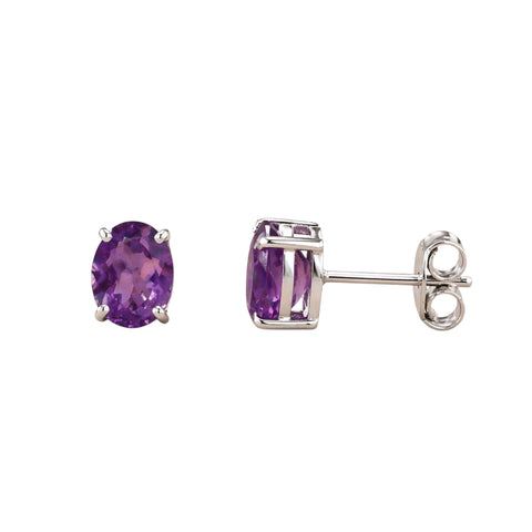 10 carat natural purple amethyst oval drop earrings in 925 sterling silver