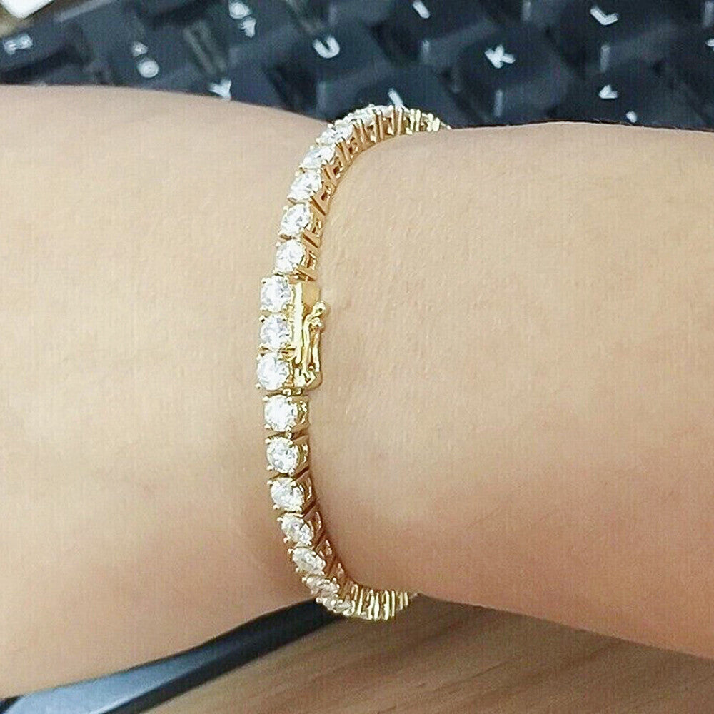 GH/VS Certified 6Ct Round Cut Sparkling Natural Diamond 14k Gold Tennis Bracelet - Image 2 - GEMHUB