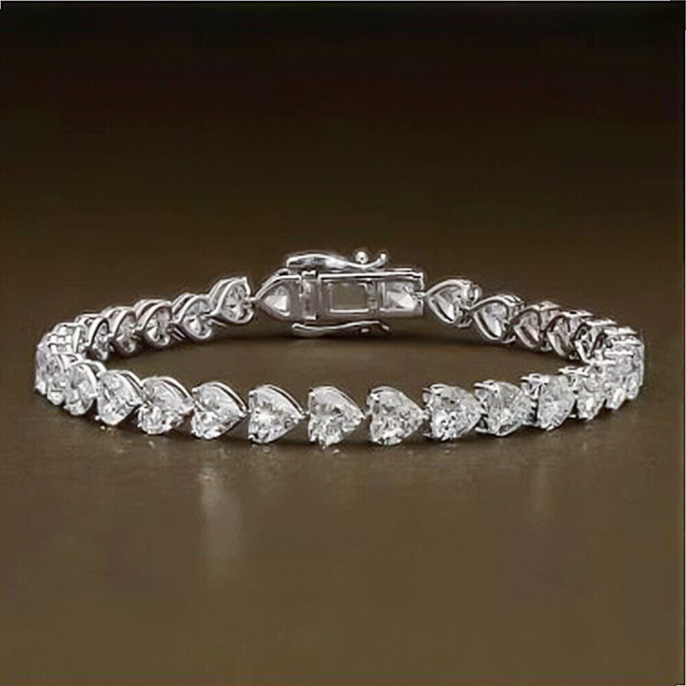 Certified Natural Green Emerald Round Tennis Bracelet Daily Wear 14k White Gold - GEMHUB