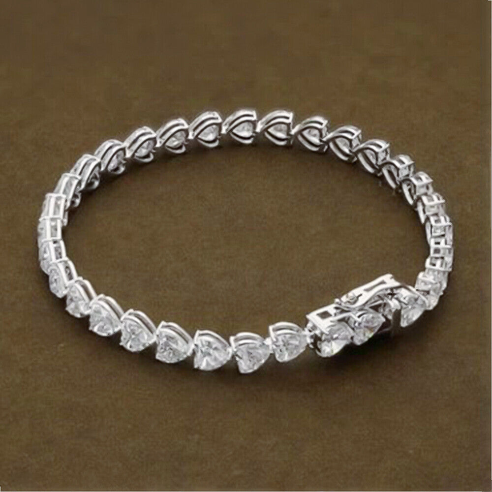 Certified Natural Green Emerald Round Tennis Bracelet Daily Wear 14k White Gold - Image 2 - GEMHUB