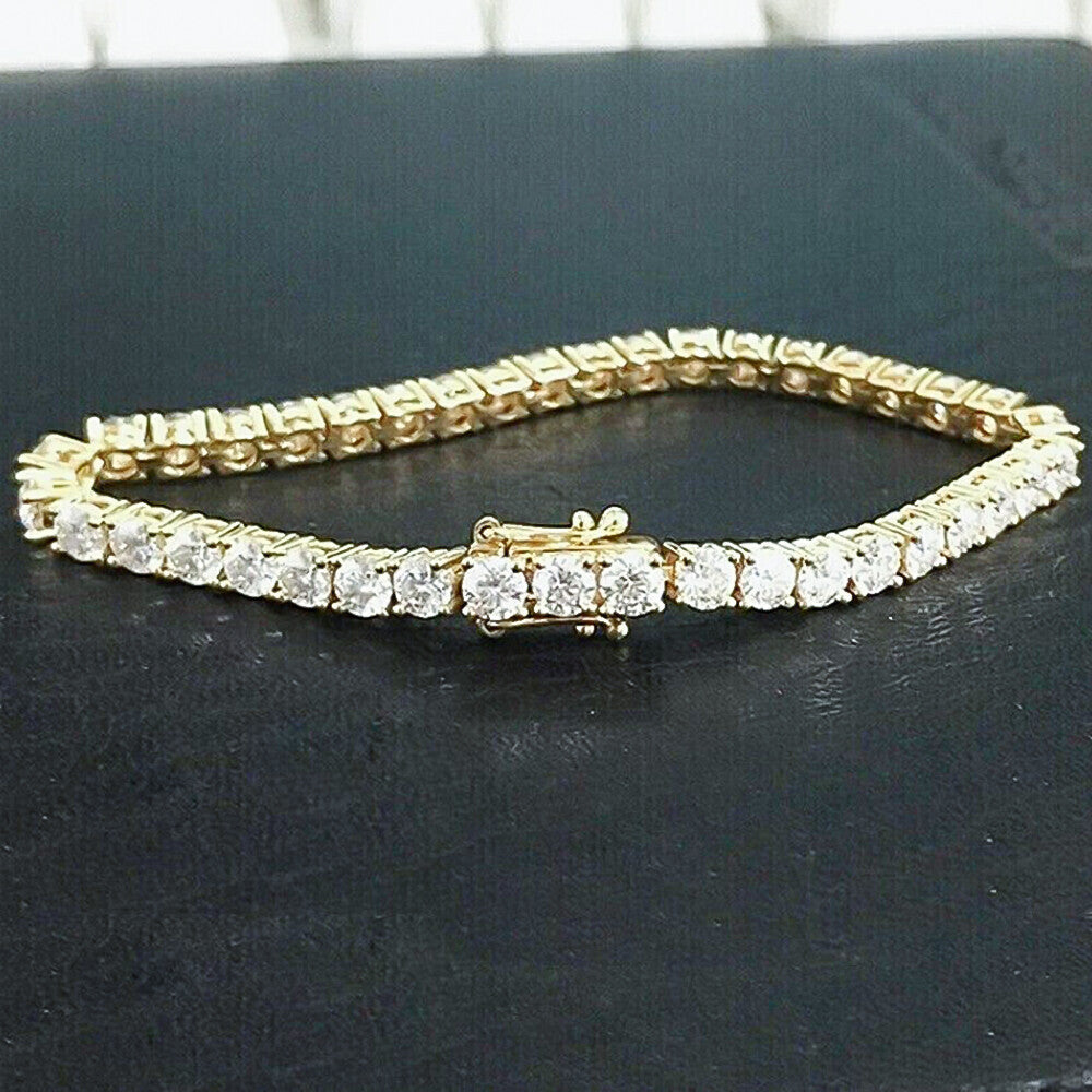 GH/VS Certified 6Ct Round Cut Sparkling Natural Diamond 14k Gold Tennis Bracelet - Image 3 - GEMHUB